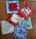 Coastal Theme Drink Coasters, Beach & Nautical Designs, 100% Cotton, Set of 4