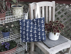 Handmade Navy Anchor Tote Bag in Water-Resistant Outdoor Fabric