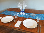 Patina Blue Table Runner, 100% Cotton, Winter Theme