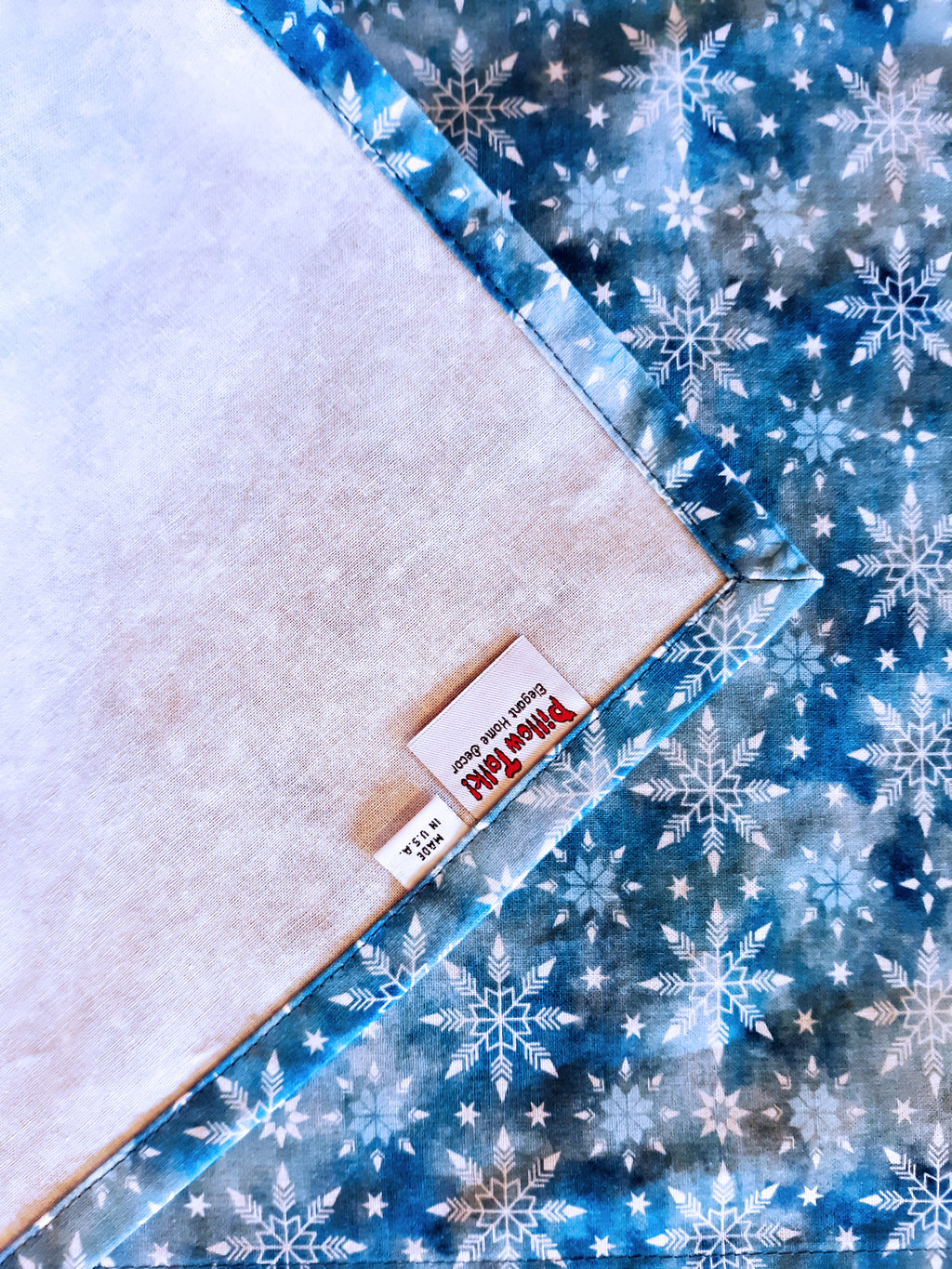 Patina Blue Table Runner, 100% Cotton, Winter Theme