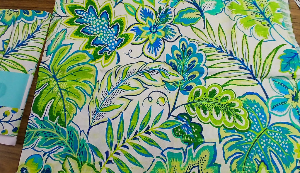 Waverly Decorator Print, Blue Green Tropical 100% Cotton