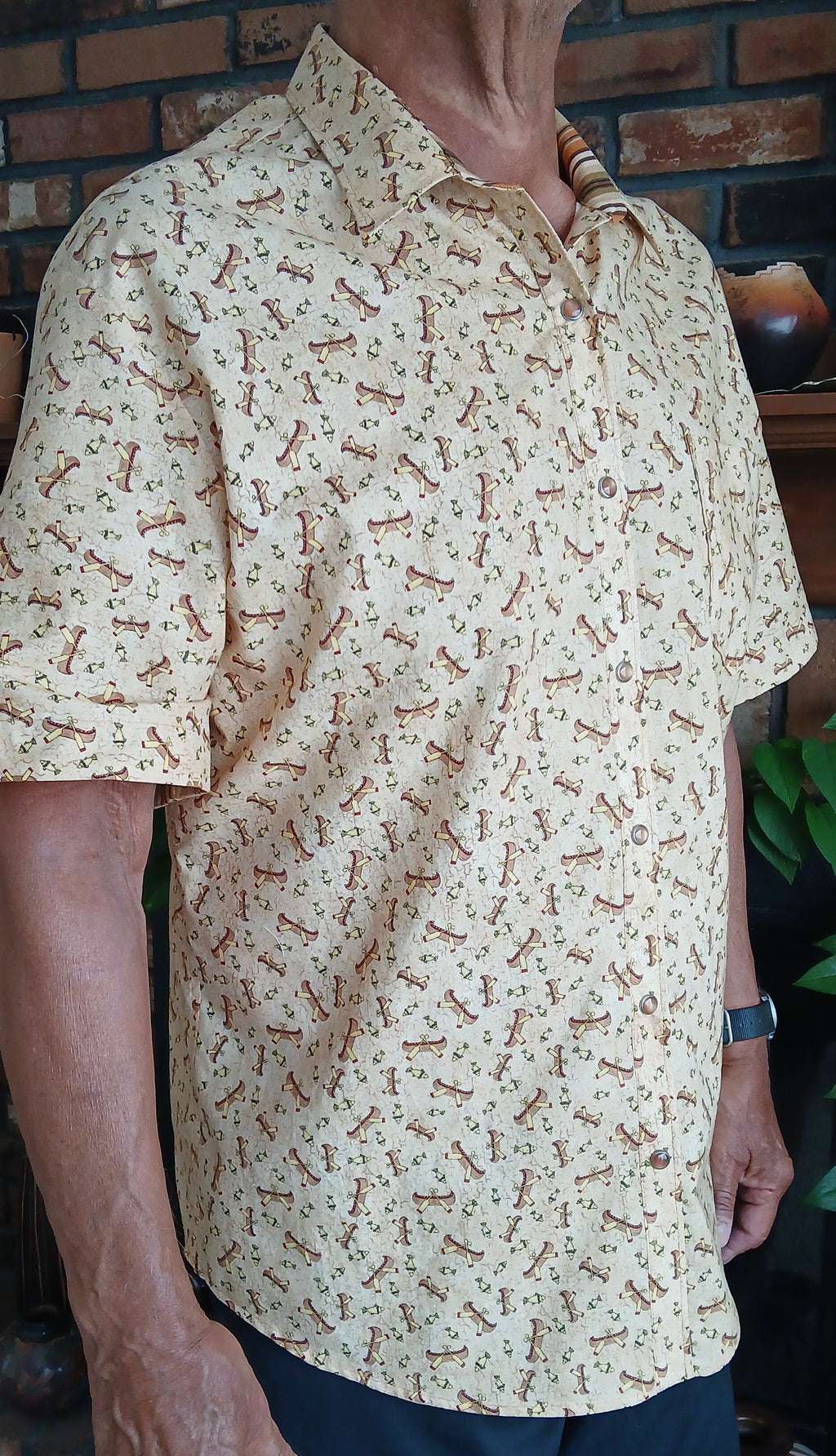 Men's Cotton Sport Shirt, Short Sleeves, Button Up