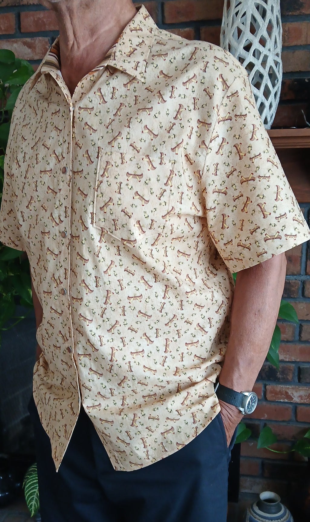 Men's Cotton Sport Shirt, Short Sleeves, Button Up