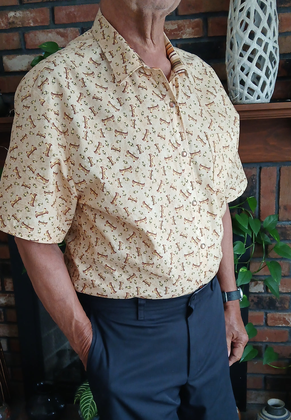Men's Cotton Sport Shirt, Short Sleeves, Button Up