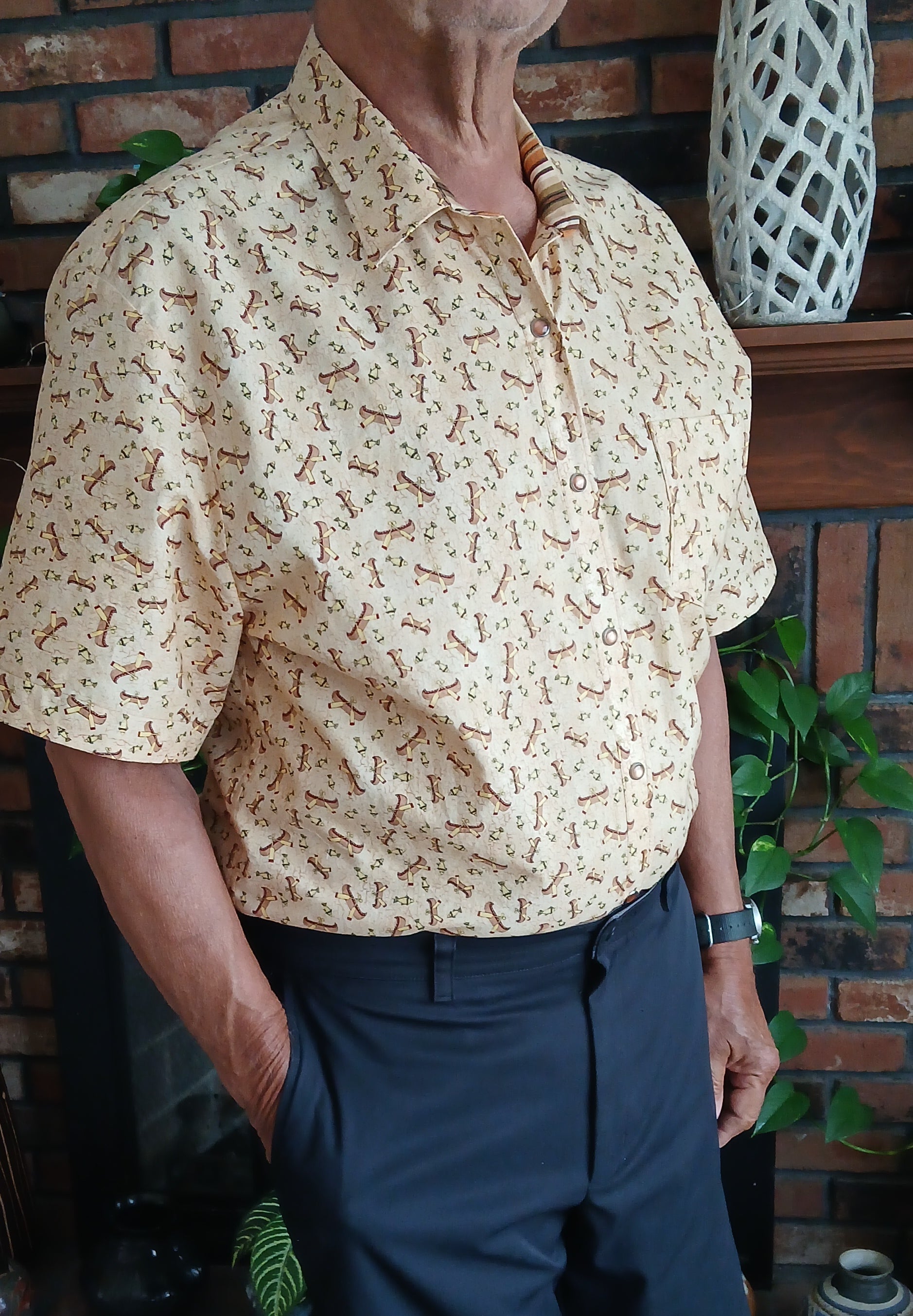 Men's Cotton Sport Shirt, Short Sleeves, Button Up