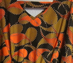 African Design Caftan, Orange Black Wax Print, Handmade