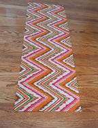Vibrant Art Deco Table Runner, 12" x 32" 100% Cotton