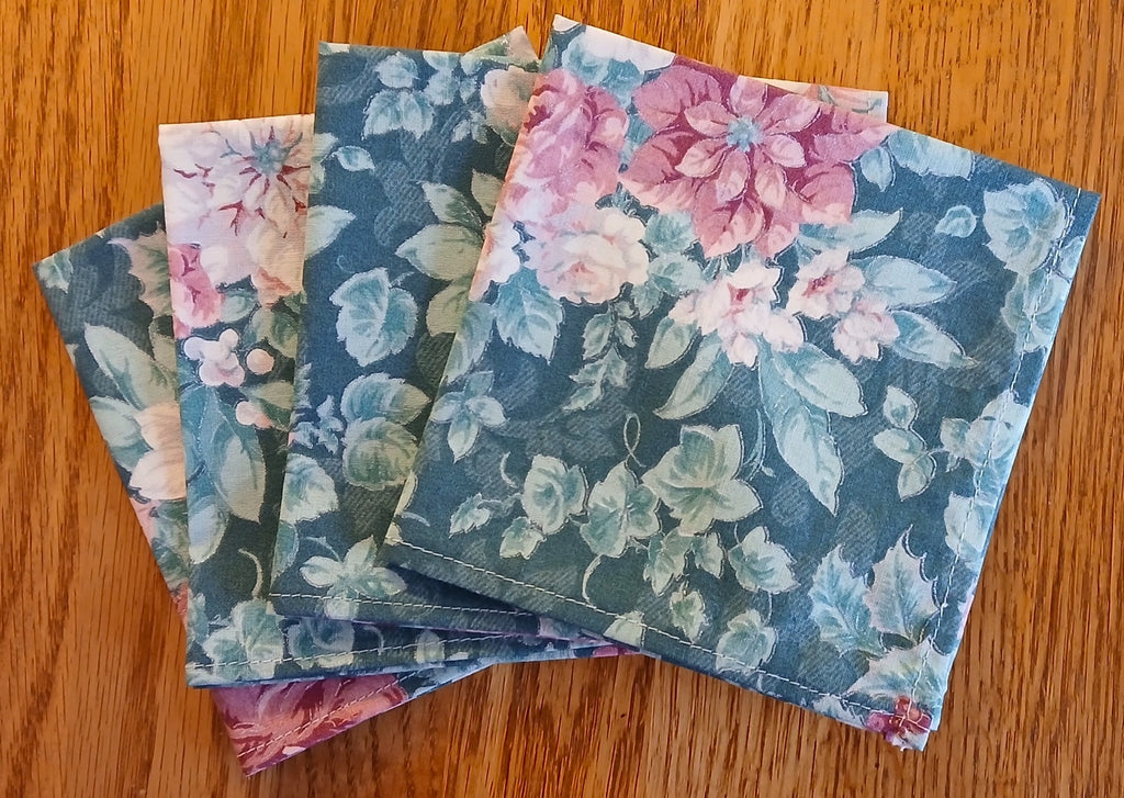 Cocktail Napkins, Holiday Cotton Napkins, Set of 4