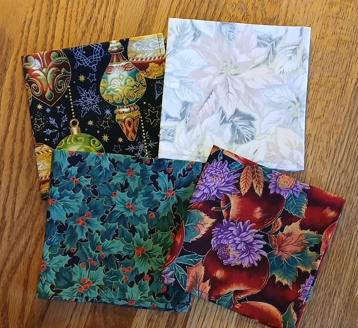 Cocktail Napkins, Holiday Cotton Napkins, Set of 4