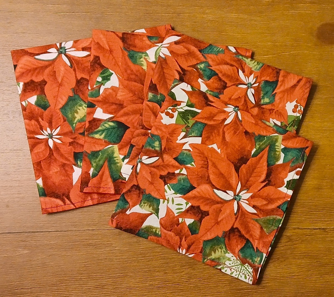 Cocktail Napkins, Holiday Cotton Napkins, Set of 4