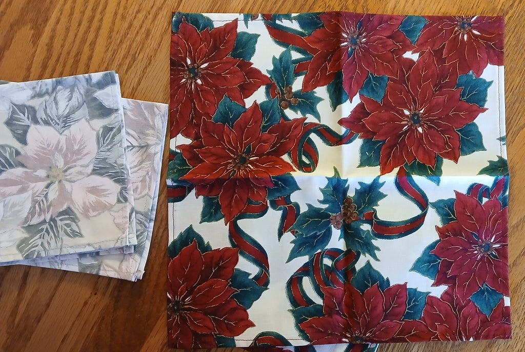 Cocktail Napkins, Holiday Cotton Napkins, Set of 4