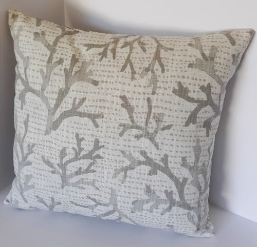 Coastal Design Throw Pillow Cover, 16" Taupe Sea Coral 100% Cotton