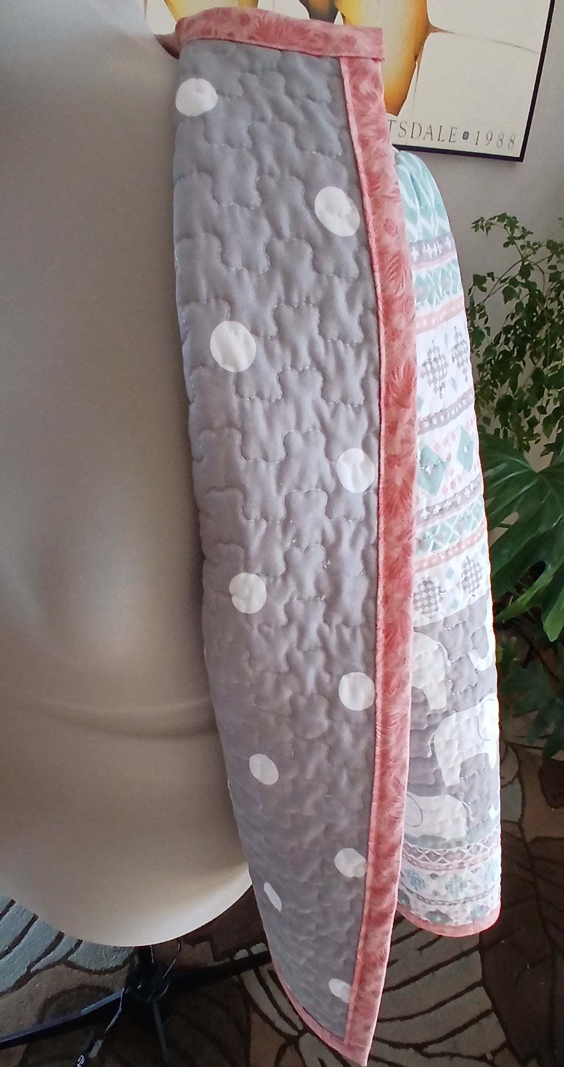 Upcycled Quilt Jacket, Elephant Print Cotton