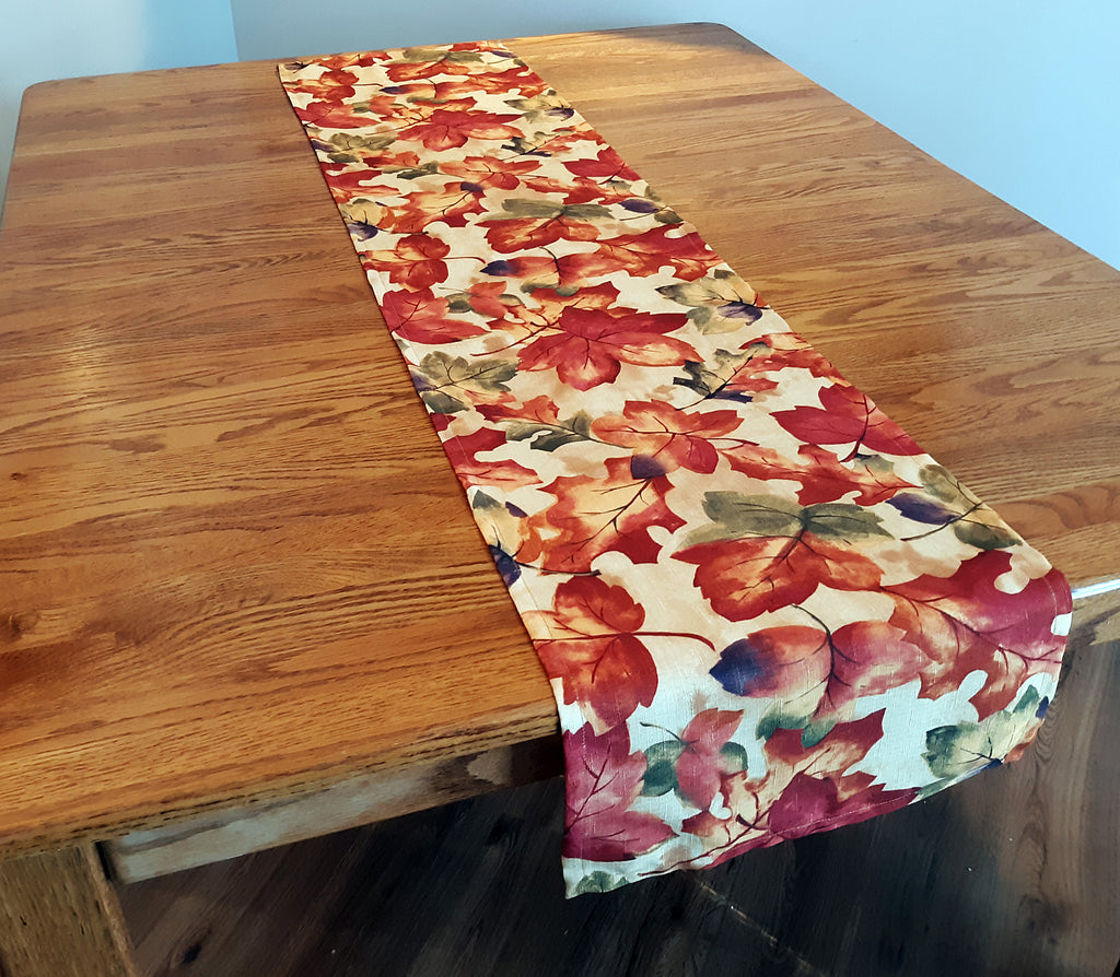 Autumn Leaves Table Runner | Orange Gold Fall Colors | 12"x48" | Handmade in USA