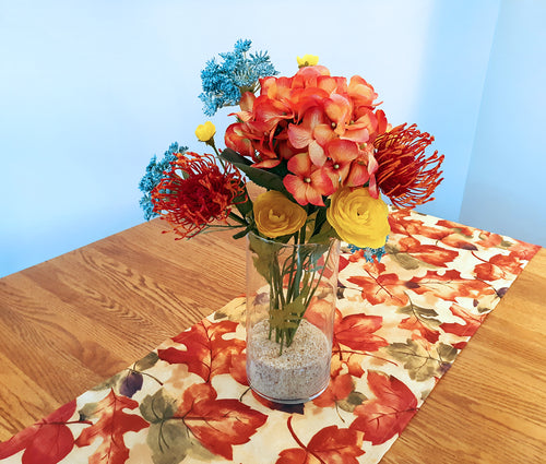 Autumn Leaves Table Runner | Orange Gold Fall Colors | 12"x48" | Handmade in USA