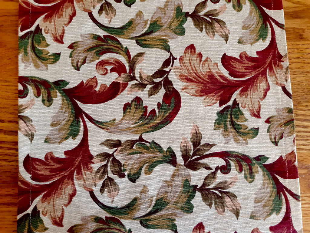 Florentine Design Table Runner, Terracotta Sage Green 100% Cotton