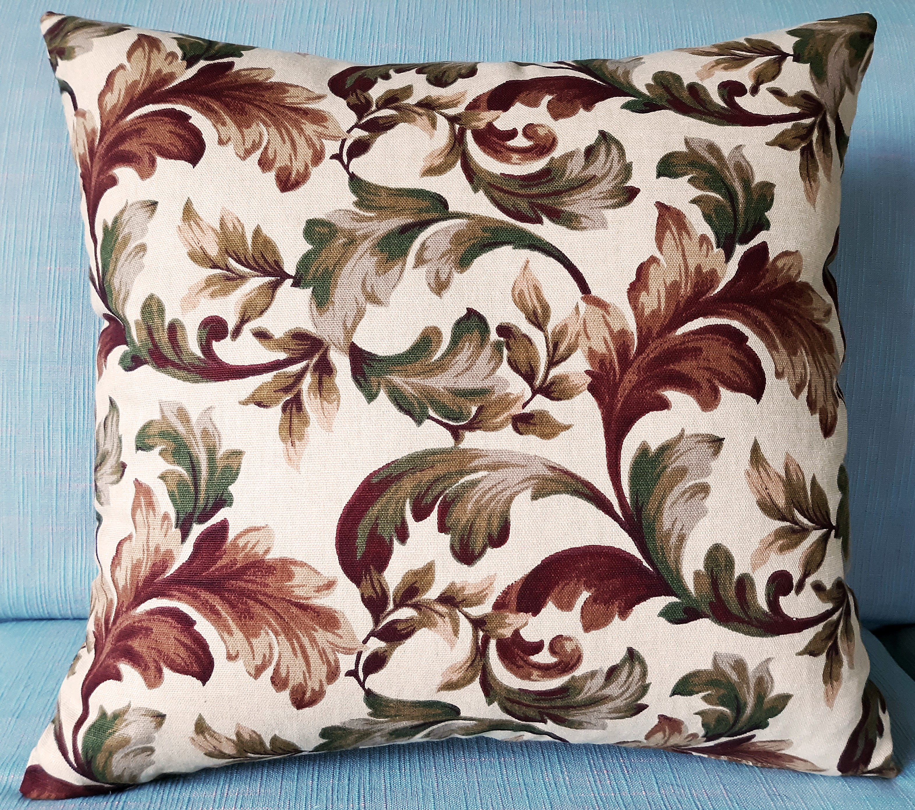 Florentine Throw Pillow Cover, Terracotta, Gold, Green 100% Cotton