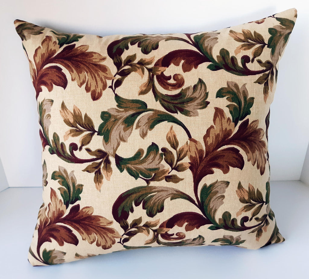 Florentine Throw Pillow Cover, Terracotta and Sage Green 100% Cotton