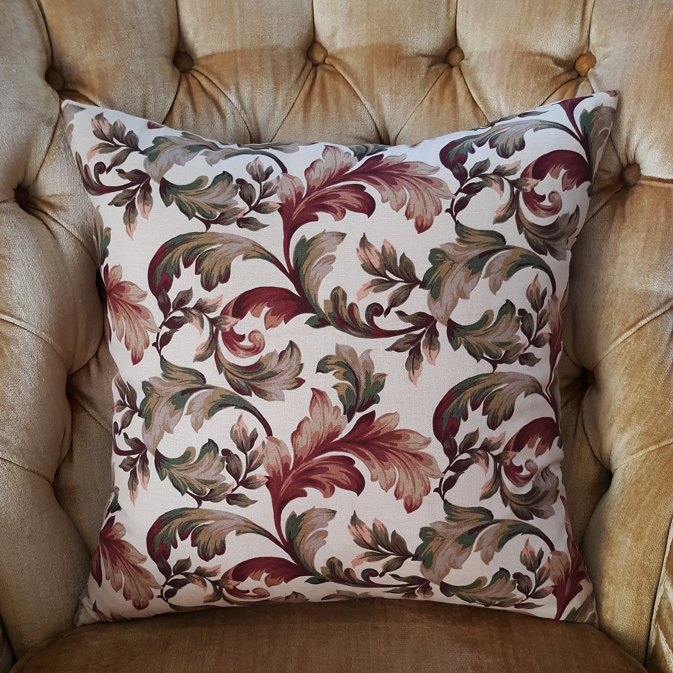 Florentine Throw Pillow Cover, Terracotta and Sage Green 100% Cotton