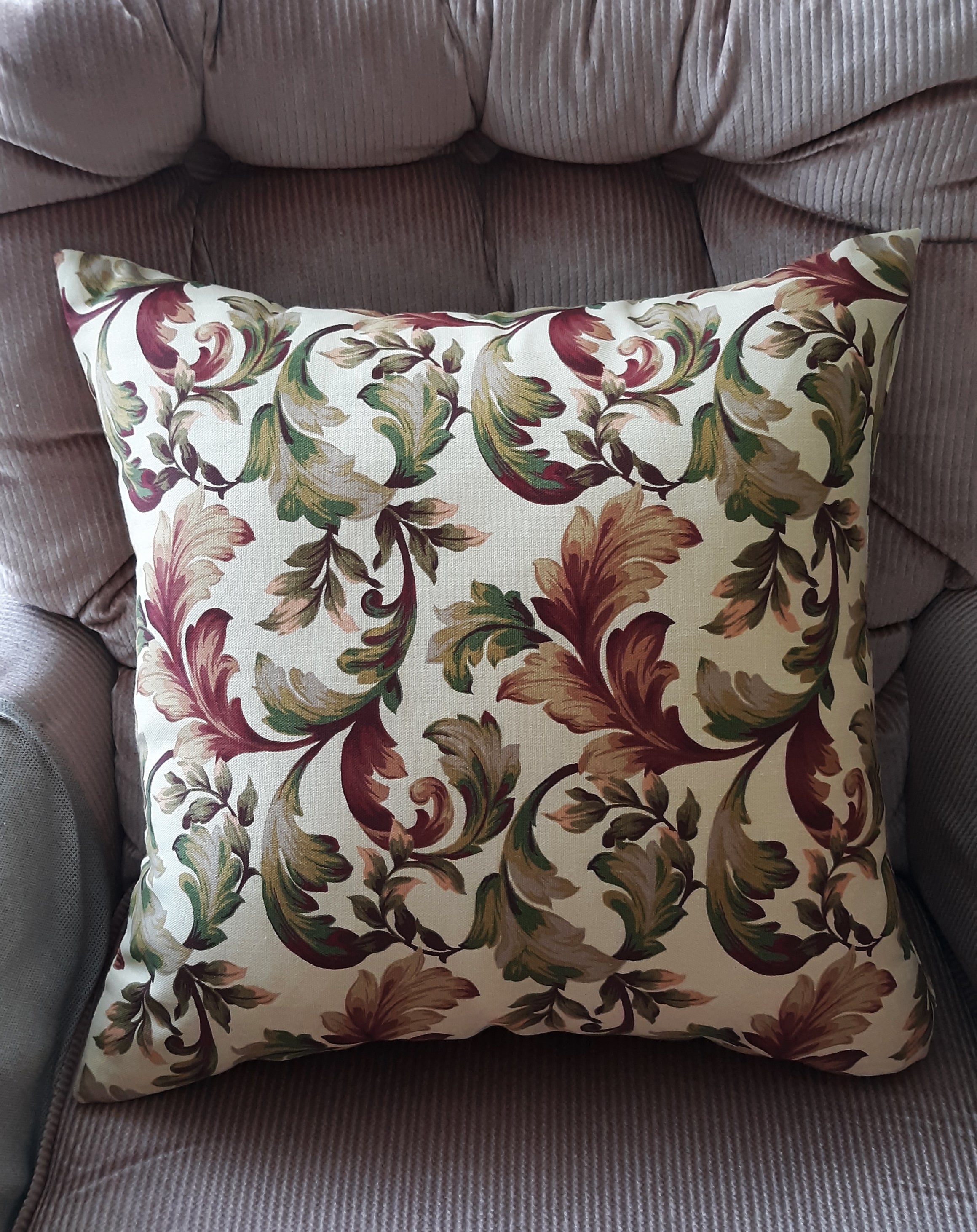 Florentine Throw Pillow Cover, Terracotta, Gold, Green 100% Cotton