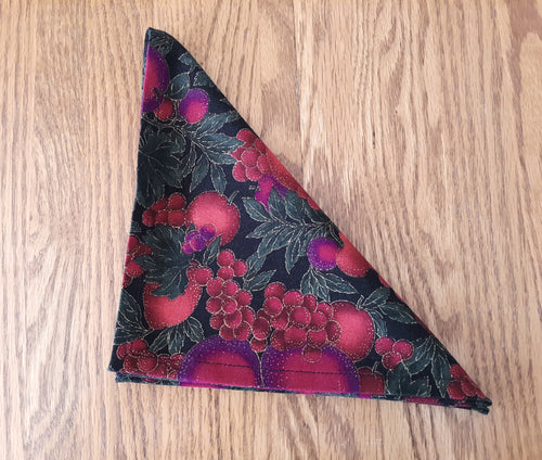 Handmade Burgundy Floral Cloth Dinner Napkins, 100% Cotton, Set of 4, One of a Kind