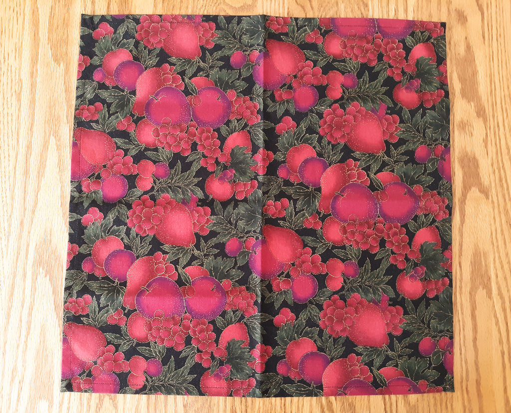 Burgundy Floral Cloth Dinner Napkins, Set of 4