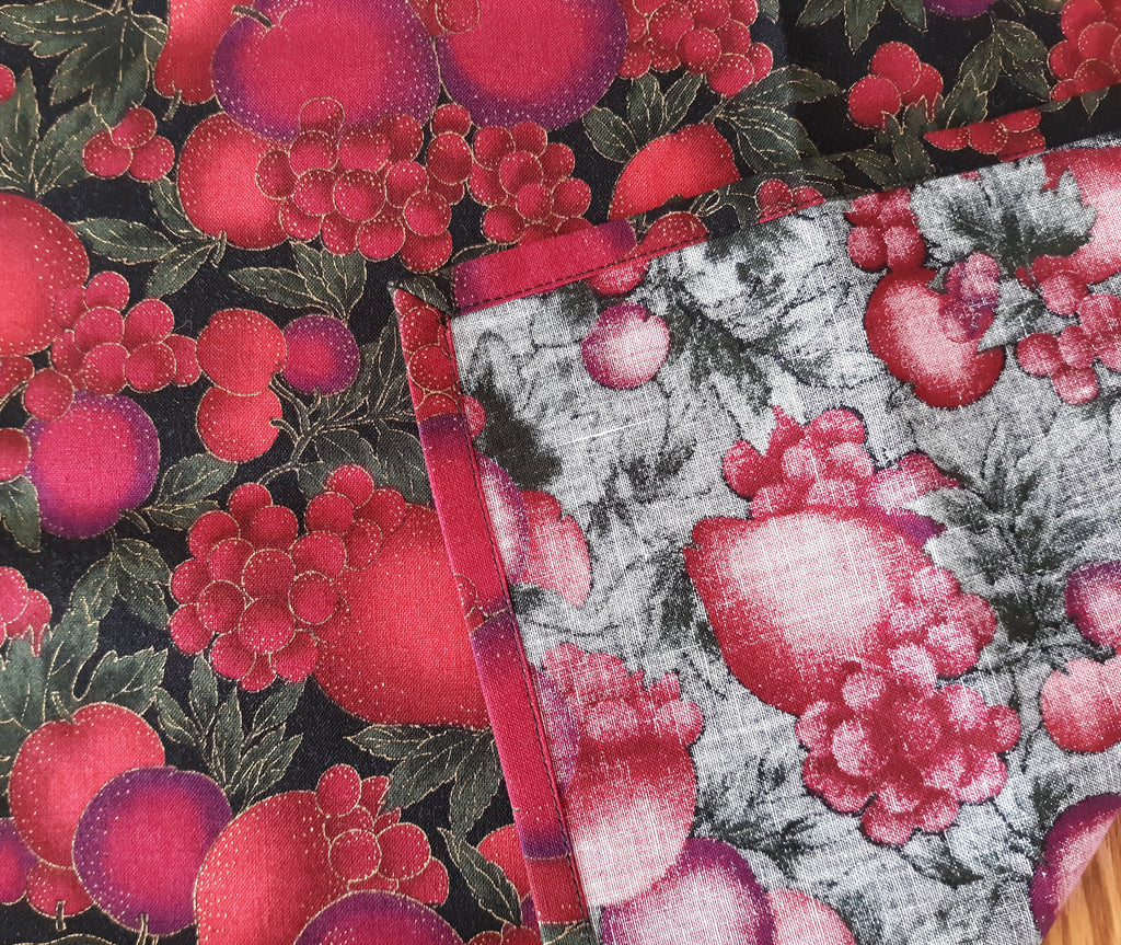Burgundy Floral Cloth Dinner Napkins, Set of 4