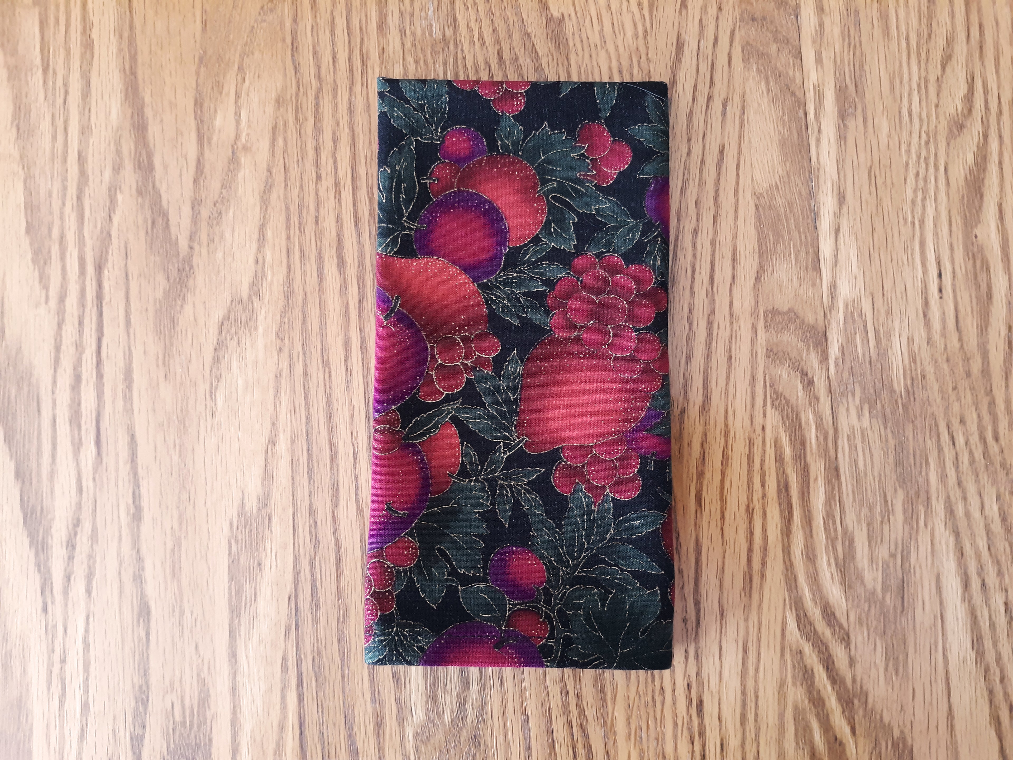Burgundy Floral Cloth Dinner Napkins, Set of 4