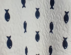 Upcycled Quilt Hoodie, Blue and White Fish Design