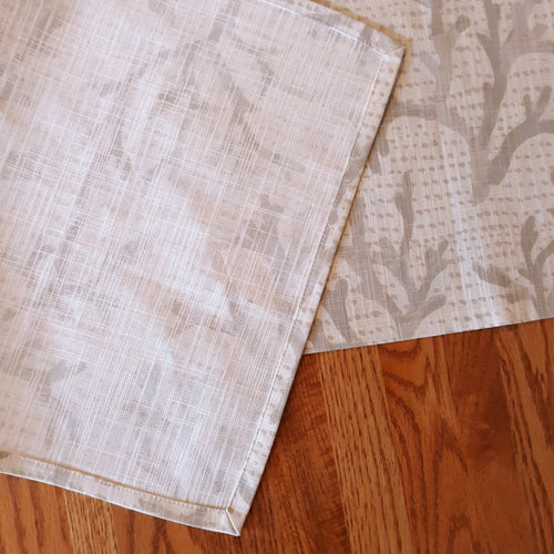 Coastal Table Runner, White Gray Sea Coral, 100% Cotton