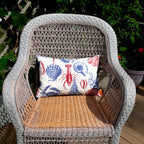 Sea Life Coastal Throw Pillow Cover | Indoor/Outdoor | Handmade | Red & Blue Marine Print