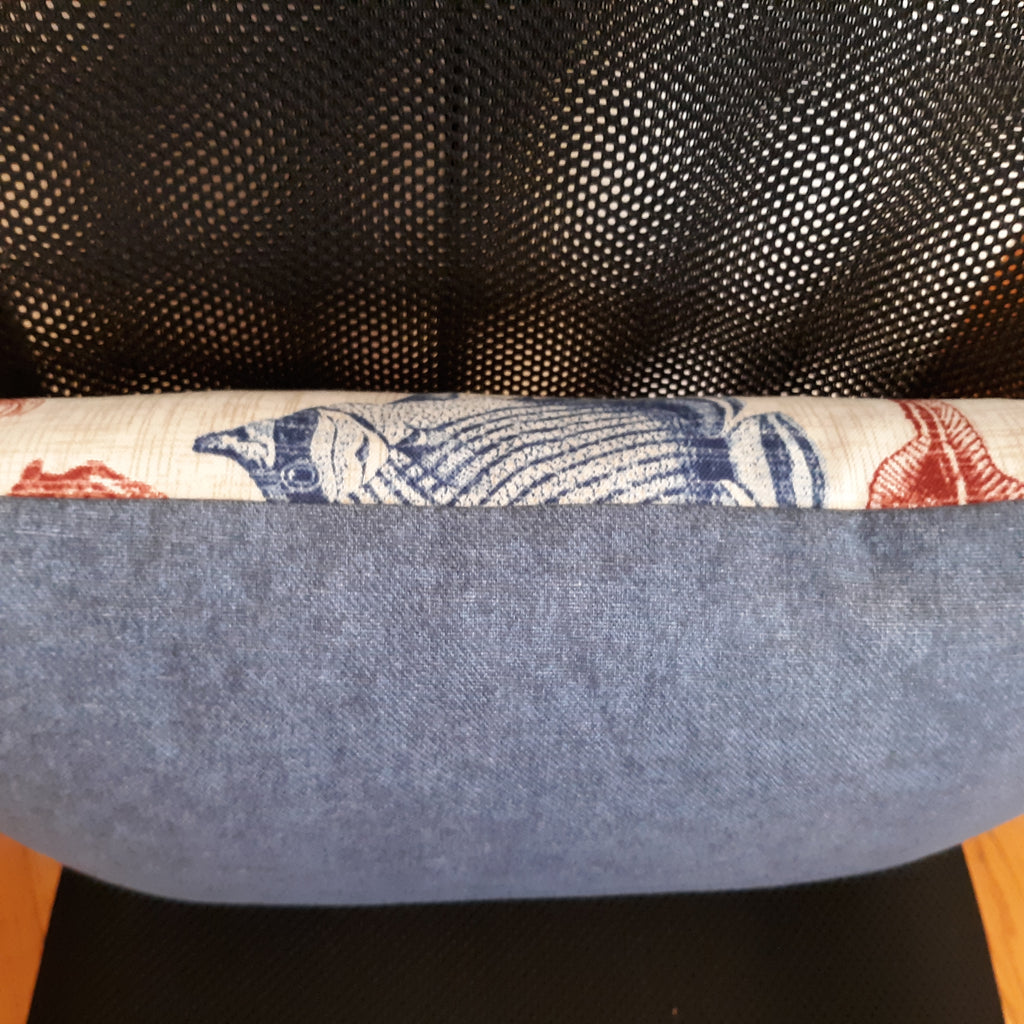 Sea Life Coastal Throw Pillow Cover | Indoor/Outdoor | Handmade | Red & Blue Marine Print