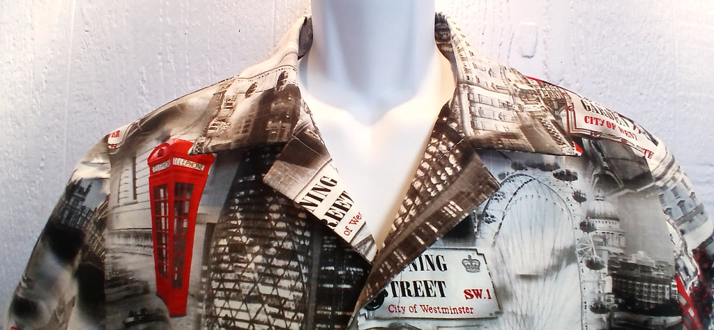 London Landmarks Short Sleeve Shirt | Handmade Cotton | One of a Kind | Unisex XL