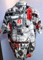London Landmarks Short Sleeve Shirt | Handmade Cotton | One of a Kind | Unisex XL