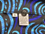 Men's African Wax Print Long Sleeve Shirt, Blue Black