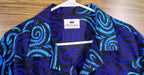 Men's African Wax Print Long Sleeve Shirt, Blue Black