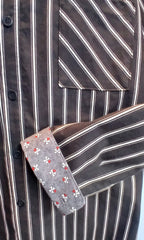 Handmade Men's Black & White Stripe Cotton Shirt | Dog Dad Gift | Doggie Bone Cuff Detail