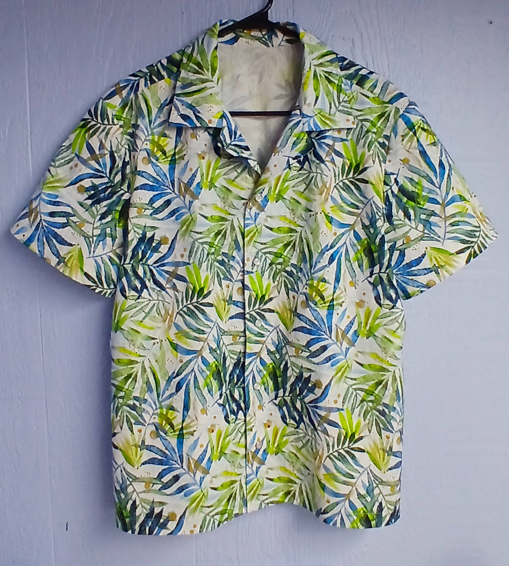 Men's Tropical Short Sleeve Shirt, 100% Cotton, Size M One-of-a-Kind
