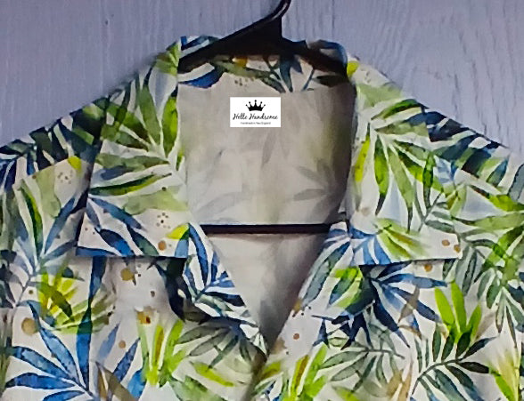 Men's Tropical Short Sleeve Shirt, 100% Cotton, Size M One-of-a-Kind