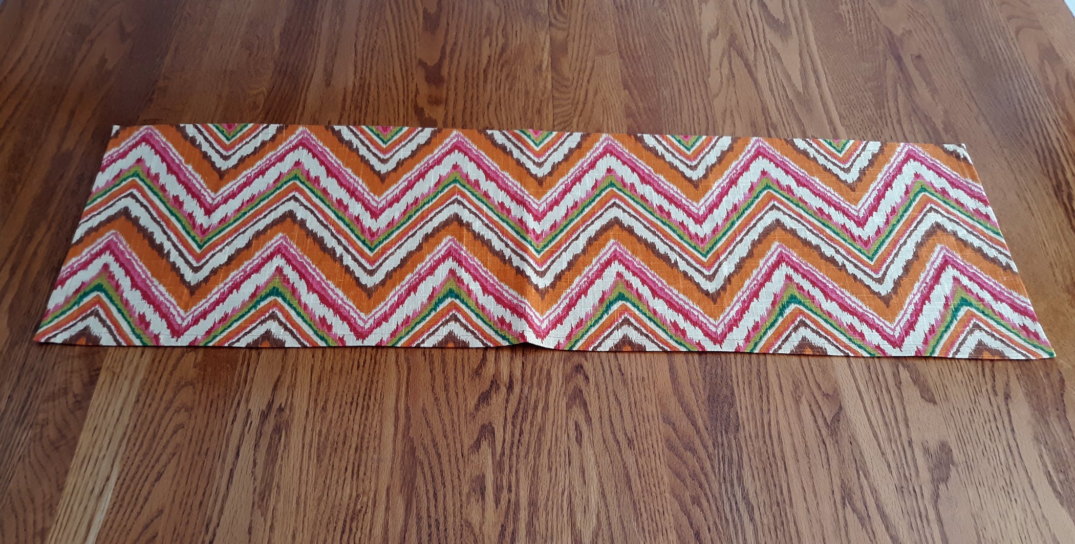 Vibrant Art Deco Table Runner, 12" x 32" 100% Cotton