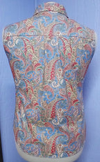 Ladies Sleeveless Cotton Blouse, Multicolor Paisley Design