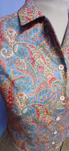 Ladies Sleeveless Cotton Blouse, Multicolor Paisley Design