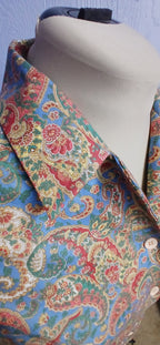 Ladies Sleeveless Cotton Blouse, Multicolor Paisley Design
