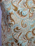 Womens Sleeveless Cotton Blouse, Blue Taupe Paisley