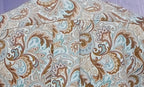 Womens Sleeveless Cotton Blouse, Blue Taupe Paisley