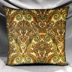 Handmade Vintage Paisley Pillow Cover, Sage Green & Warm Yellow