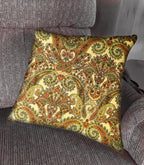 Handmade Vintage Paisley Pillow Cover, Sage Green & Warm Yellow