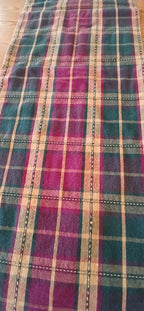 Woven Plaid Table Runner, Burgundy Green 100% Cotton