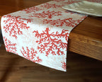 Coastal Table Runner, Red Coral, 100% Cotton