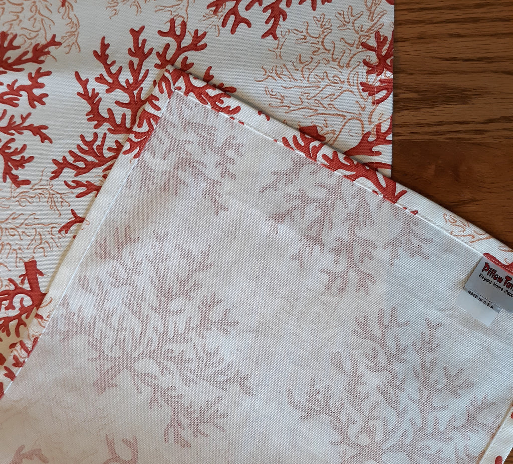 Coastal Table Runner, Red Coral, 100% Cotton